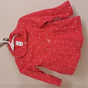 Carter's Peplum Pea Jacket 18 mo. Pinkish-Red with White Polka Dots